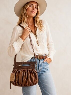 NWT STS Ranchwear Curator Bag Brown Buffalo Leather Western Concealed Carry